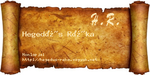 Hegedűs Réka névjegykártya